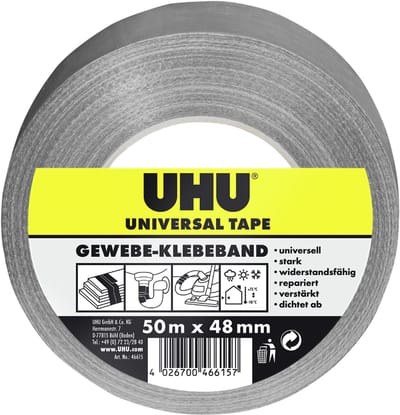 UHU Universeel Geweven Tape, 48 mm x 50 m, grijs