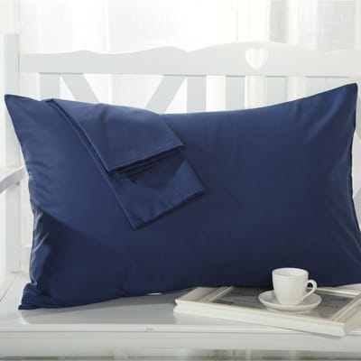 2 stuks 100% Katoen Hotel Kussensloop Effen Kleur Kussensloop 48*74cm Kussensloop Huis Bed Beddengoed voor Standaard Maat Graad A 48x74cm 2 pieces blue