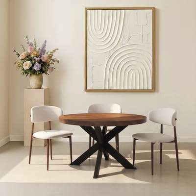 Eettafel Jones rond 120cm bruin duurzaam mangohout ronde tafel
