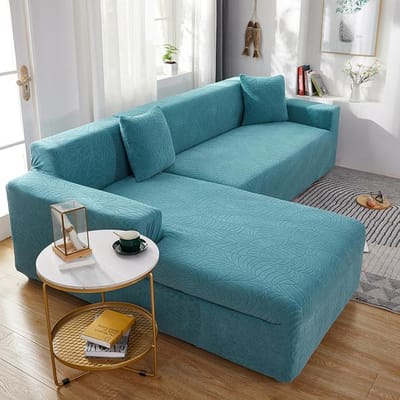 Waterdichte stevige elastische bankhoes voor woonkamer Stretch Jacquard Spandex hoek L-vormige bank bankhoes 2 seat 145-185cm blauw