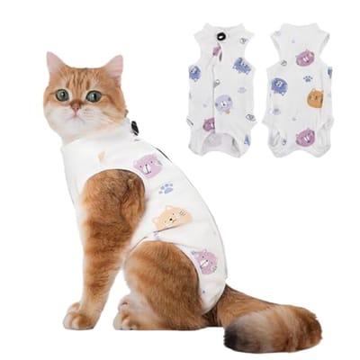 Ynkkvre - Herstelpak voor katten, ademend onesie voor kittens, volledig lichaamspak, sterilisatiekegel na castratie, bescherming tegen buikwonden (M)