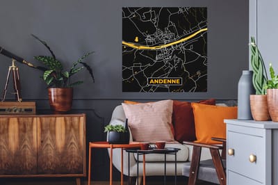 Muurstickers - Sticker Folie - Ardenne - Plattegrond - Stadskaart - Kaart - Goud - 80x80 cm - Plakfolie - Muurstickers Kinderkamer - Zelfklevend Behang - Zelfklevend behangpapier - Stickerfolie