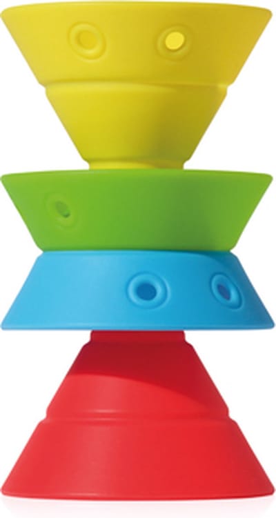 HIX - Tropische Kleuren, 4 omvormbare bouwkegels in elastische siliconen rubber, in doos 8.2x8.2x14.3cm, 2+