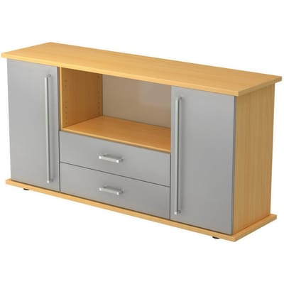 KAPA SB | Dressoir | met deuren + laden - Beuken/Zilver Chrome metaal handgreep