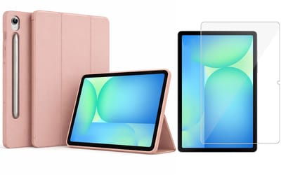 ChiGuard Hoesje & Screenprotector geschikt voor Samsung Galaxy Tab S10 FE+ Hoesje – Gehard Glas - Shock Proof Hoesje – Smart Cover - Rose