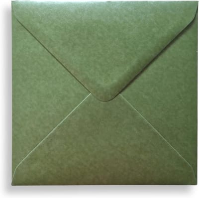 Luxe Metallic Enveloppen - Wenskaarten Envelop - Kaarten Versturen - Puntklep Sluiting - 14x14 cm - Mosgroen