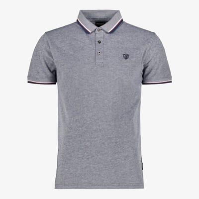 Unsigned heren polo blauw gemêleerd - Maat S