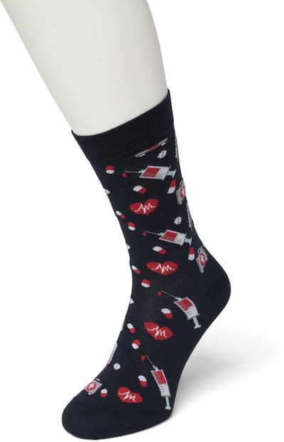 Bonnie Doon Dames Sokken met Medische Print maat 36/42 Donker Blauw - Thema Sokken - Ziekenhuis - Dokter - Cadeau Sokken - Word je Happy en vrolijk van - Zacht Katoen met Gladde Teennaad - Comfortabel - Perfect Cadeau - Insignia Blue - BT991116.249