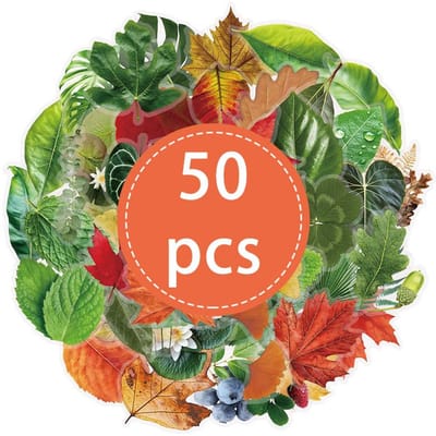 50 STUKS Blad PET Transparante Stickers Groene Plant Sticker Waterdicht voor Waterfles Laptop Scrapbook Skateboard Notitieboek Journal red