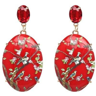 Boheemse Etnische Grote Kristal Bloem Hangende Oorbellen Bruiloft Sieraden Oorbellen Voor Vrouwen Feest Brincos red