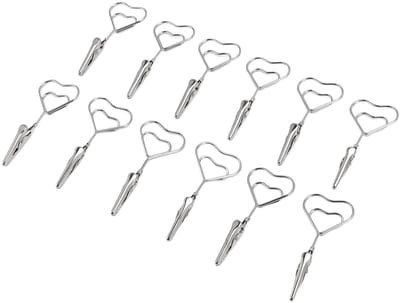 Dailygoods- Fotoclip Decoratief - 12 Stuks - Gelegeerd Staal - Dubbelkoppige Clip - Voor Bruiloften/Feesten - Handig voor Organiseren - Memoclip