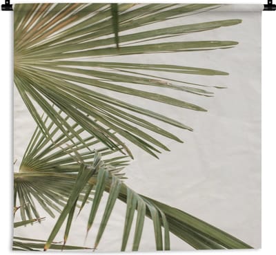 Wandkleed - Wanddoek - Palmbladeren - Groen - Natuur - 180x180 cm - Wandtapijt