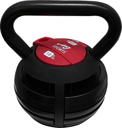 AJ-Sports Verstelbare Kettlebell 18 kg - Kettlebells - 3KG t/m 18KG - 7 Kettlebells in één! - Gewichten - Krachttraining - Halters - Verstelbaar gewicht - Fitness - Gietijzer - Conditie en Krachttraining