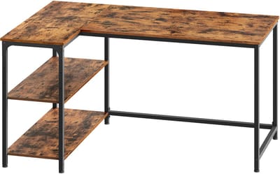 VASAGLE - Bureau - L-vorm Bureau - Met Opbergruimte - In Hoogte Verstelbaar - Ideaal voor Homeoffice