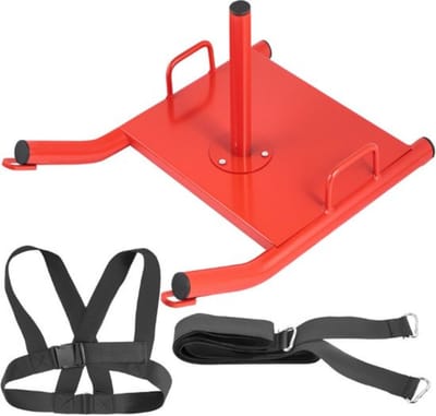 Gewichtsslee | Krachttraining | Fitness | Sledge | Power Sledge | Inclusier Harnas | Weight Sledge | Crossfit | Rood | Metaal