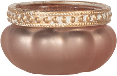 Clayre & Eef Waxinelichthouder Ø 6x4 cm Roze Glas
