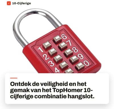 Dailygoods- Cijferslot 10 Cijfers - Antidiefstal - Sleutelloos - Zinklegering - Lichtgewicht - Voor Luggage en Kluis - Hangslot
