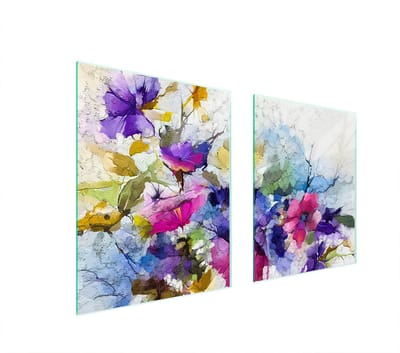 TMK ArtDeko Serie - Glazen Beschermplaat - 85x52 cm - Bloemen