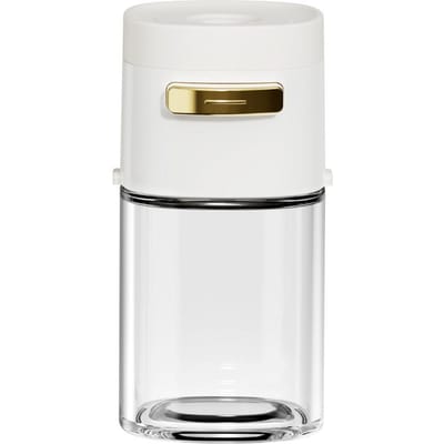180ml Glazen Kwantitatieve Kruidenpot, Druktype Zoutcontrolefles, Keuken Huishoudelijke Kruidenbus, Luchtdichte Zoutpot white
