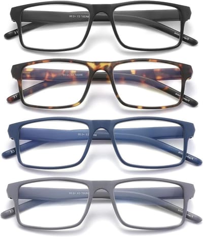 Leesbrillen 4 Stuks - Leesglazen - Blauw Licht Blokkeren - HD Polycarbonaat Lens - 55mm Lens Breedte