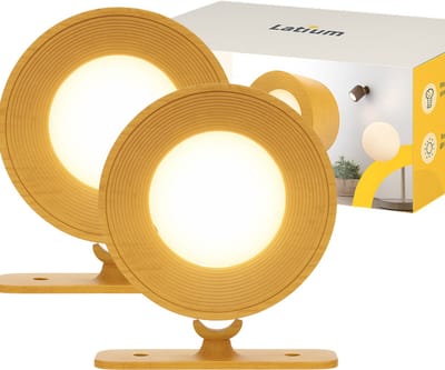Latium Oplaadbare Wandlampen Set van 2 voor Binnen – Draadloos en USB Oplaadbaar – Dimbaar en te Bevestigen zonder Boren – Hout