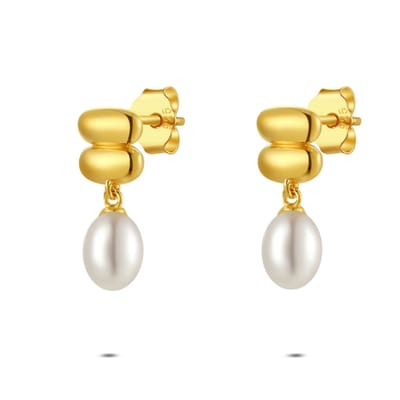 Twice As Nice Oorbellen in 18kt verguld zilver, parels Goudkleurig 00