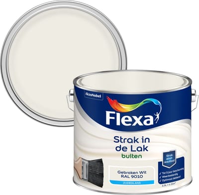 Flexa - Strak In De Lak Buitenlak Zijdeglans - Gebroken Wit / Ral 9010 - 2,5 L