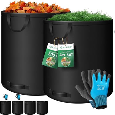 Tuinzak 500 liter - Robuust en waterafstotend voor tuinafval - Set van 4 met handschoenen