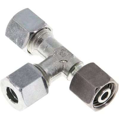 8L Zink Geplateerd Staal Haakse Tee Snijverbinding met Draaibare 315 bar Verstelbaar ISO 8434-1