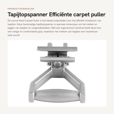 Dailygoods- Tapijt Trekker Ergonomisch Handvat - Handgereedschap - Vloerbedekking - Klemmechanisme - Efficiënte Installatie - 9,7 x 18,8 cm - Tapijtinstallatietool
