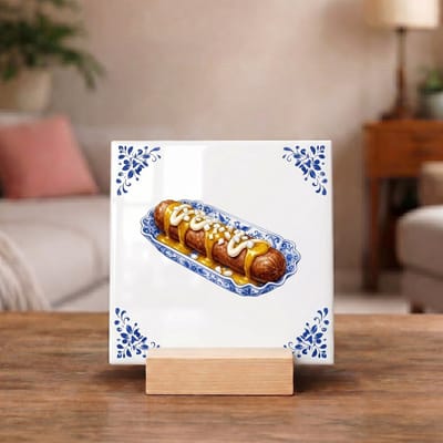 Delftsblauw Tegeltje 11x11 Frikandel Speciaal – Keuken Decoratie Cadeau