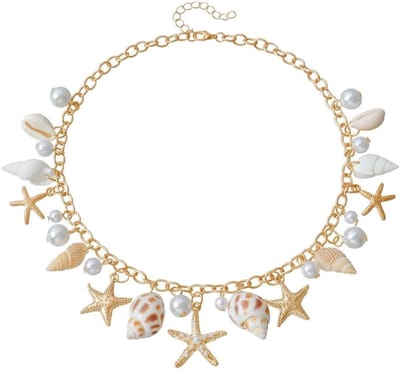 Modieuze zeemeermin-halsketting met schelpen en parels, verstelbare sieraden voor carnaval, strandfeest en themafeest, trendy accessoires voor dames
