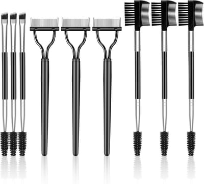 Professionele Dubbelzijdige Wenkbrauw en Wimper Borstelset - Make-up Gereedschap voor Perfecte Oogmake-up en Natuurlijke Wenkbrauwen, Inclusief Separator en Grooming Tools