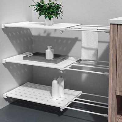 Uitbreidbare Inlegplaten Kastrek, Nagelvrij Telescooprekscheiding voor Kledingkast, Kast, Keuken, Badkamer