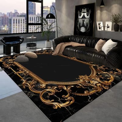 Luxe Zwart Gouden Tapijten Retro Europees Woonkamer Tapijt Hotel Hal Sofa Ruimte Vloermat Hal Kamer Deuropening Grote Kleden 180*250cm