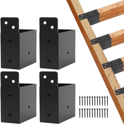 Pergola Bevestigingsset - Dakbeugels - Buitenruimte Bouwen - Voorgeboorde Gaten - 38x89 mm Hout - Zwart