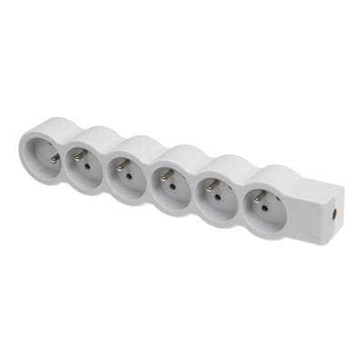 Legrand Stekkerdoos 6x2P Met Randaarde Zonder Snoer Wit-Grijs (Europese Stekkerdoos) - 049499 [10 stuks]