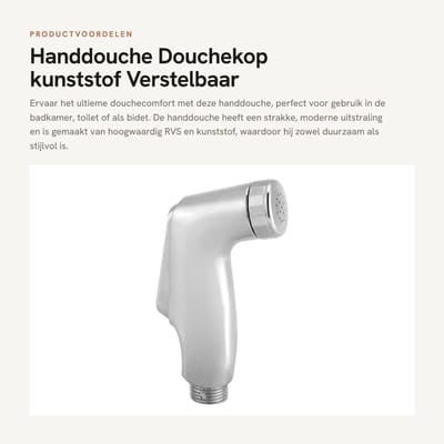 Dailygoods- Handdouche met slang - Doucheset - Douchekop - Bidet - Hoge druk - Roestvrij staal