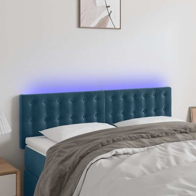 vidaXL - Hoofdbord - LED - 144x5x78/88 - cm - fluweel - donkerblauw