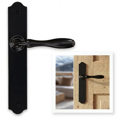 ERGO line Chalet retro deurklink - op langschild - blind, Klassiek Zwart Deurkruk - met blind schild, Deurklink met schild, krukgarnituur, deurgrepen voor kamerdeuren, zwart