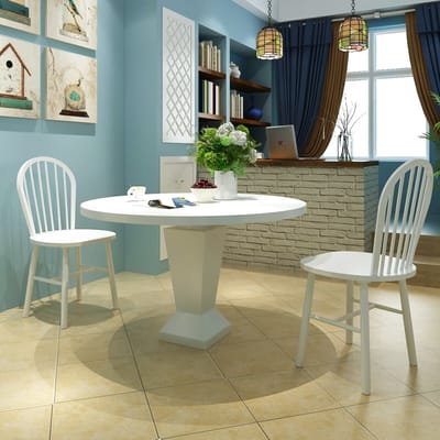vidaXL - Eetkamerstoelen - 2 - st - massief - rubberwood - wit