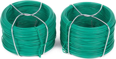 Benson Binddraad - 2x rolletjes - groen - 50m x 0,7 mm - plantendraad - geplastificeerd plastic