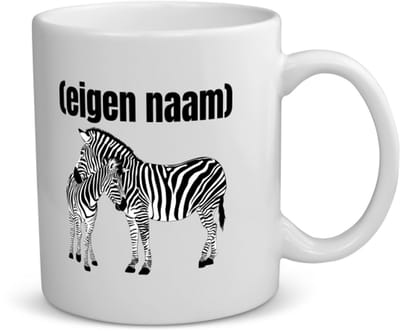 Akyol - 2 zebra's koffiemok - theemok - Dierentuin - zebra liefhebbers - met eigen naam - zebra spullen - gepersonaliseerd - 350 ML inhoud