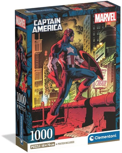 Clementoni - Puzzel - 1000 Stukjes - Marvel Captain America - Compact Box