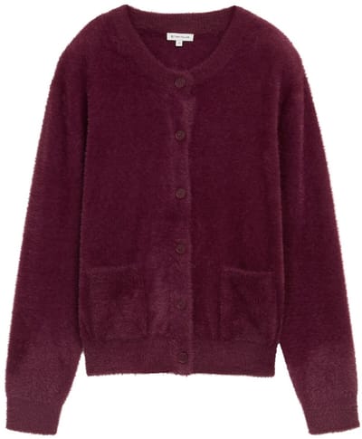 Tom Tailor - Vest van verengaren met knoopsluiting - Maat XXXL - bordeaux red