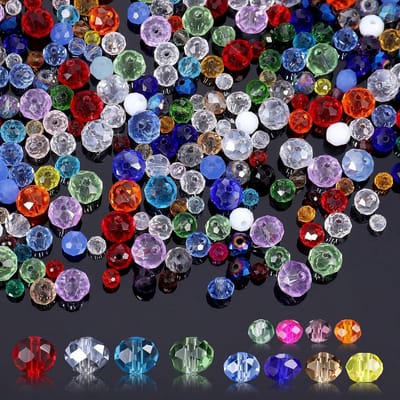Faceted Crystal Glass Roundelles in 4/6/8 mm - 1000 Stuks voor DIY Sieraden, Armbanden, Kettingen en Creatieve Projecten met Opbergdoos