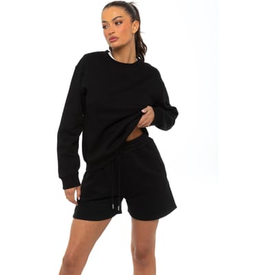 Enzo Womens Oversized Sweatshirt Tracksuit Met Korte Broek - Zwart