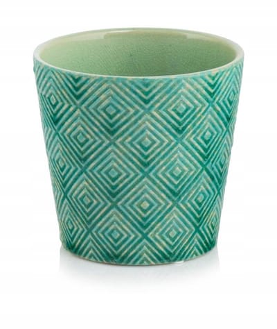 Vintage Groene Keramische Pot voor Orchidee, 14 cm