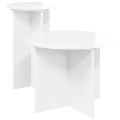 vidaXL - Bijzettafelset - 2 - st - Hoogglans - Wit - Ø - 45 - x - 35 - cm - Bewerkt - hout