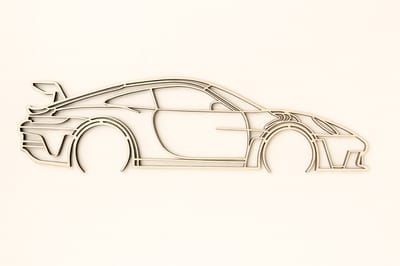 Porsche 911 GT3 RS - houten auto wanddecoratie - naturel houtkleur - breed 54 cm hoog 15 cm - ook leuk cadeau voor papa op Vaderdag - voor iedere auto fan!